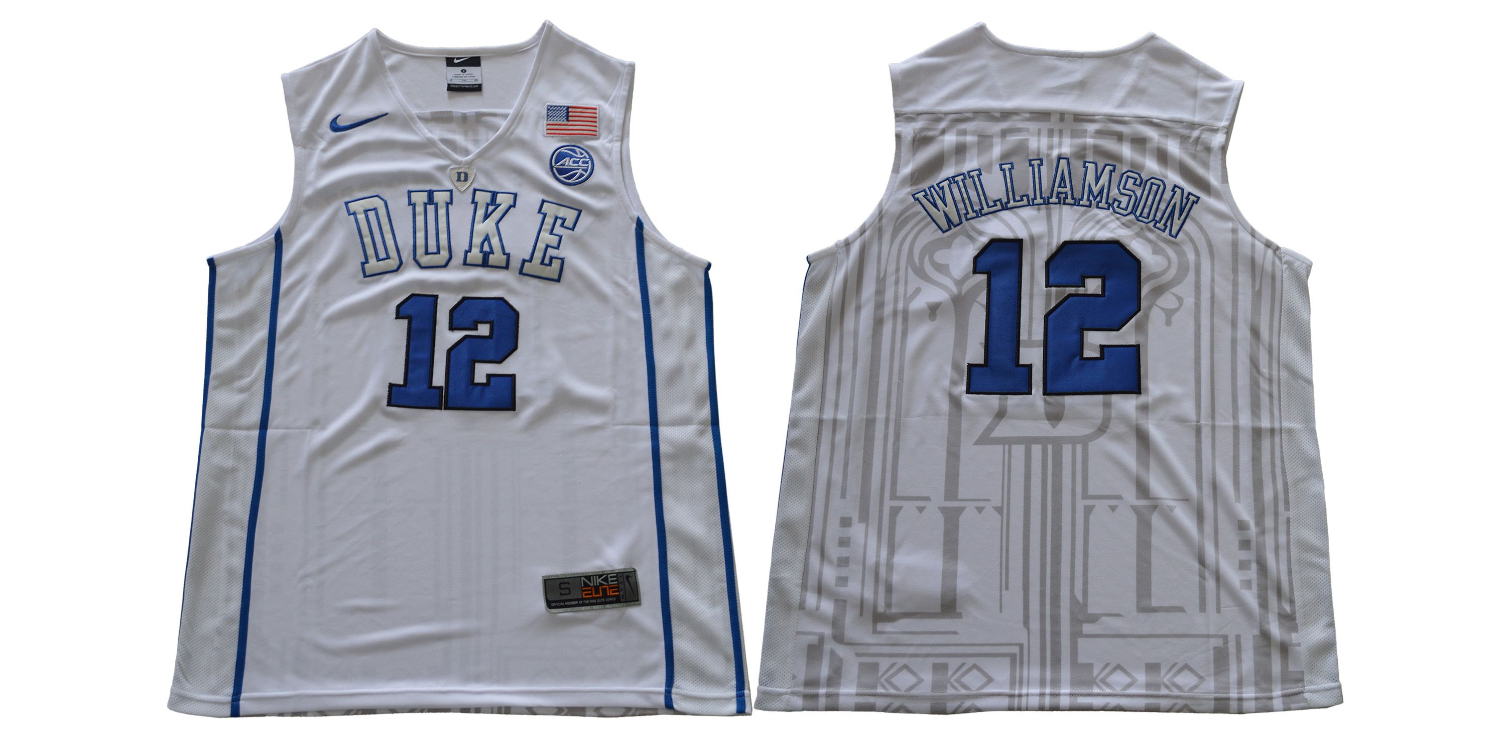 Men Duke Blue Devils #12 Williamson White Nike NCAA Jerseys